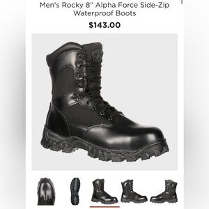 Men's Rocky 8" Alpha Force Side-Zip Waterproof Boots Size 10
